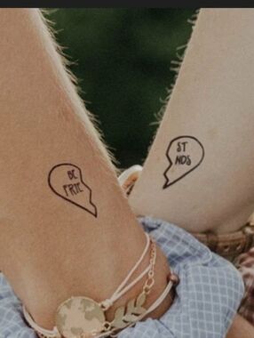 Inkbkx Temporary Matching Best Friends Broken Heart Wrist Tattoos - Black Ink